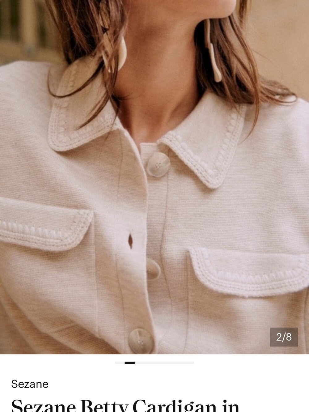 Sezane Betty Cardigan in crochet mottled beige